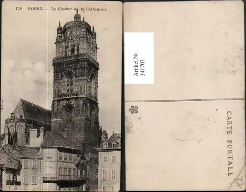 341703,Midi-Pyrenees Aveyron Rodez Le Clocher de la Cathedrale Kirche Glockenturm