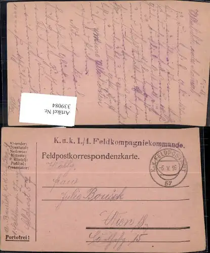 339084,K.k. Feldpost 57 1./4. Feldkompagniekommando 