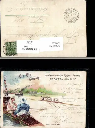 339772,Litho Sport Wassersport Rudern Nordwestdeutscher Regatta-Verband Regatta Hameln Schiffe 