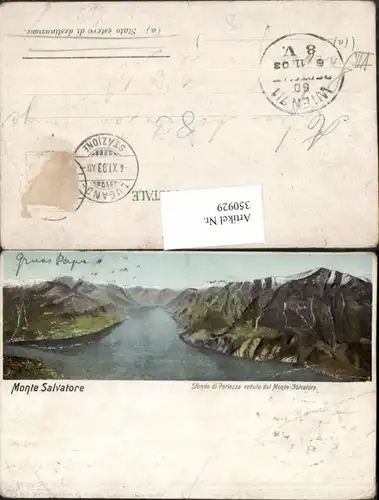 350929,Monte Salvatore b. Lugano Sfondo di Porlezza veduto pub Künzli Zürich 6631 Kt Tessin