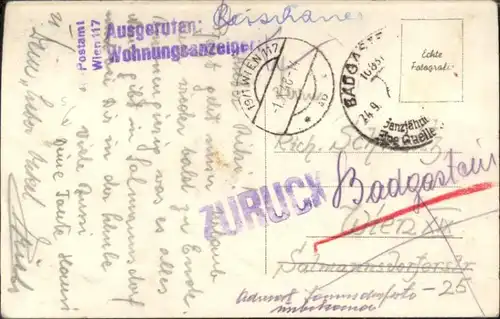 362320,Stempel Ausgerufen Wohnungsanzeigen Postamt 117 Wien 