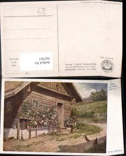 362761,Deutscher Schulverein 884 Künstlerkarte Otto Pfeiffer Ausnahmestüberl Hühner Blumen 