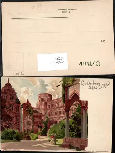 372310,Künstler Litho Heinrich Kley Heidelberg Schloss Schlosshof
