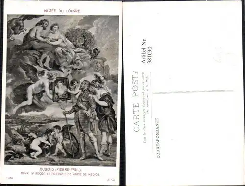 381090,Künstler Ak Pierre-Paul Rubens Henri IV Recoit le Portrait de Marie de Medicis Engel Erotik 