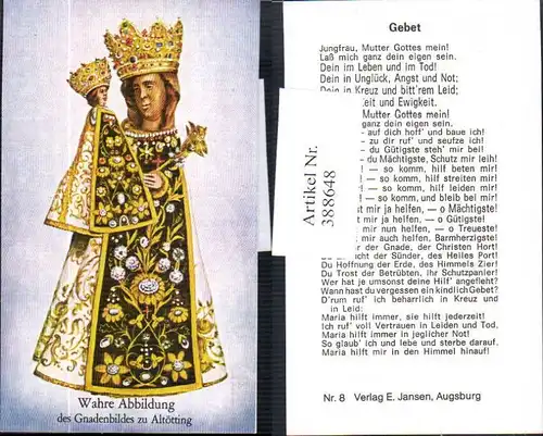 388648,Andachtsbild Heiligenbildchen Altötting Gnadenbild Wahre Abbildung