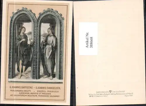 388668,Andachtsbild Heiligenbildchen H. Memling S. Joannis Baptistae S. Joannis Evangelistae