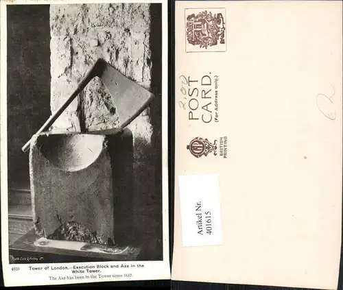 401615,England Tower of London White Tower Execution Block and Axe Axt