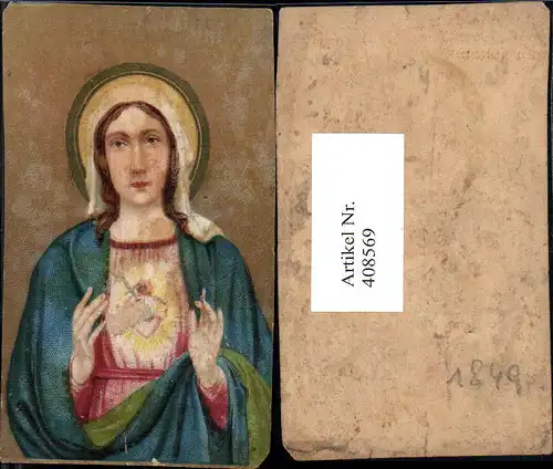 408569,Andachtsbild Heiligenbildchen Maria m. Heiligenschein Portrait Herz Maria