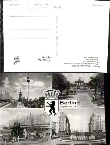 417021,Berlin Fernsehturm Marienkirche Brandenburger-Tor Brunnen Mehrbildkarte