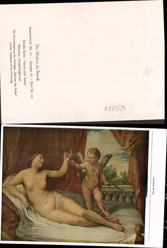 425574,Künstler Ak Guido Reni Venus u. Amor Frau Akt Engel Barock