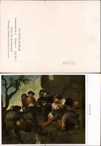 425578,Künstler Ak Johann Liss Bauernprügelei Barock