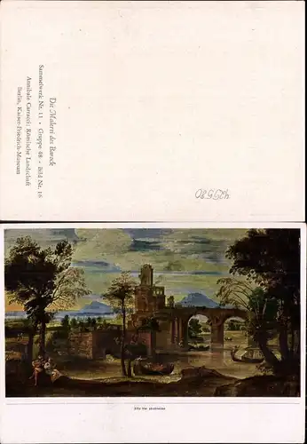 425580,Künstler Ak Annibale Carracci Römische Landschaft Boote Brücke Barock