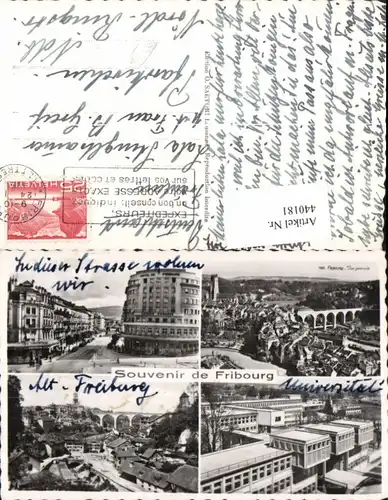 440181,Fribourg Freiburg Totale Brücke Universität Hotel Mehrbildkarte