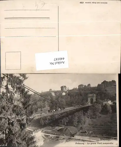 440187,Fribourg Freiburg Le grand Pont suspendu Brücke
