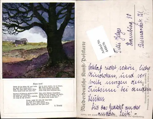448676,Künstler AK Landschaft Baum Text pub A. Wiechmann