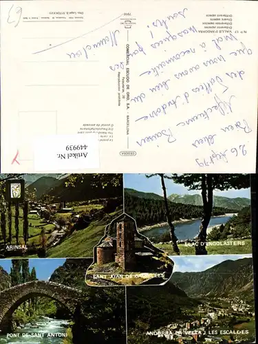 449939,Andorra Arinsal Les Escaldes Totale Kirche See Brücke Mehrbildkarte
