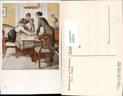 450525,Künstler AK Brynolf Wennerberg Strategie Frauen Tisch Karte