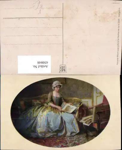 450848,Meissner & Buch 2528 Künstlerkarte Frau m. Kleid Sofa Bilder