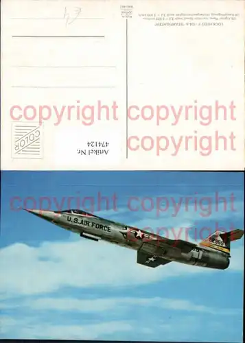 474124,Flugzeug militärisch U.S. Air Force 529859 Lockheed F-104 A Starfighter Kampfjet