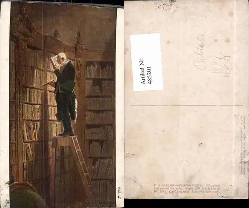 485201,Künstler Ak Carl Spitzweg Der Bücherwurm Bibliothek 