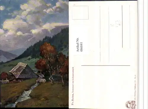 486041,Künstler AK Fr. Reiss Sommer im Schwarzwald pub Elchlepp 4