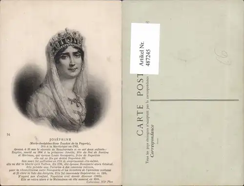 487245,Josephine Frau Napoleon Kaiserin v. Frankreich Adel Monarchie