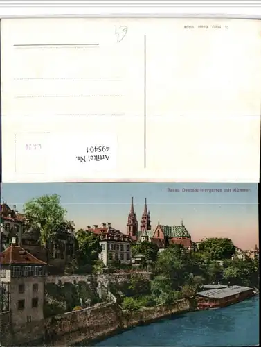 495404,Basel Teilansicht Deutschrittergarten m. Münster Kirche