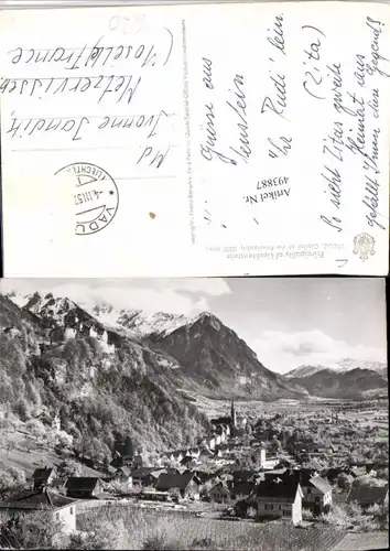 493887,Fürstentum Liechtenstein Vaduz Totale m. Schloss Bergkulisse