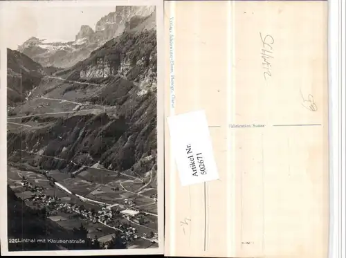 502671,Linthal Totale m. Klausenstraße Bergkulisse Kt Glarus