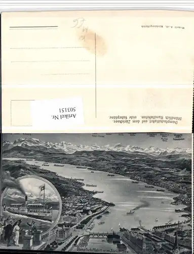 503151,Zürich Vogelschau Dampfschifffahrt Dampfer Mehrbildkarte