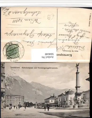 504640,Innsbruck Bahnhofplatz m. Vereinigungsbrunnen Brunnen