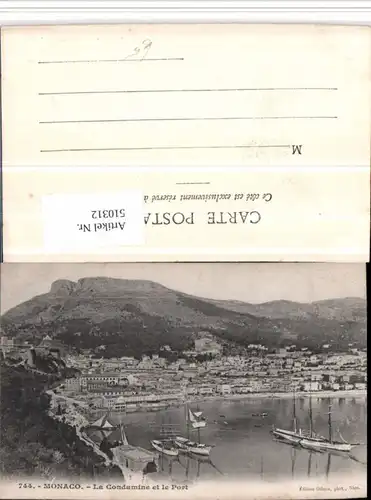 510312,Monaco La Condamine et le Port Totale Segelschiffe