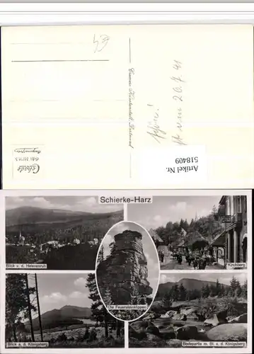 518409,Schierke im Harz Totale Kirchberg Klippe Mehrbildkarte