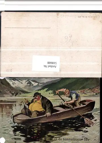 518608,Künstler AK Völlerei Übergewicht Humor Boot Rauchen Ruderboot 