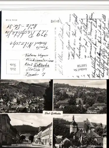518758,Bad Gottleuba Totale Sanatorium Straße Kirche Mehrbildkarte