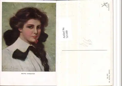 521109,M. Munk Vienne 832 Künstler Clarence F. Underwood Kirsche Frau Portrait