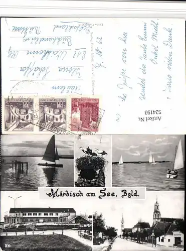 524193,Mörbisch am See Kirche Störche Segelboote Mehrbildkarte