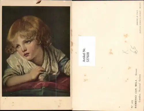 537028,Künstler AK Jean-Baptiste Greuze Bambino con Mela Kind Portrait