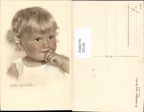 537142,tolle Künstler AK Lotte Herrlich Kinderköpfe 224/4 Mädchen Portrait