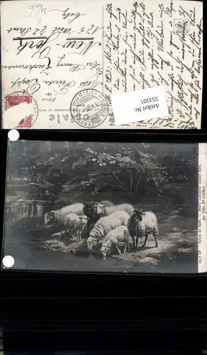 553101,Künstler AK Jules Gelibert Salon de 1908 Schafe Schaf Tiere 