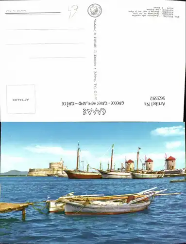 563592,Rhodos Die Mühlen I Mulini Greece Segelschiff Segelboot