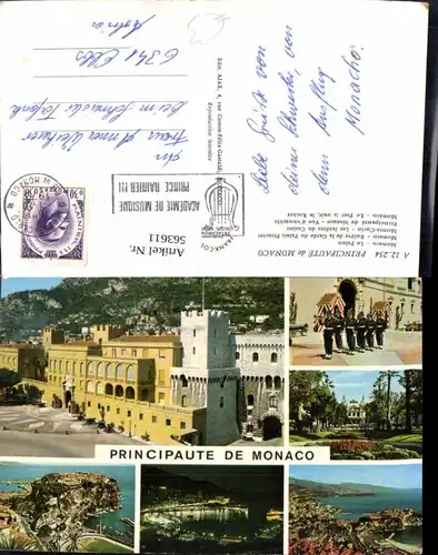 563611,Mehrbild Ak Principaute de Monaco Le Palais Le Port la nuit le Rocher