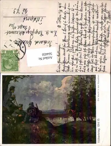 564450,Künstler AK Völkerkrieg 1914/15 Wacht in d. Karpaten Kavallerie Patriotik