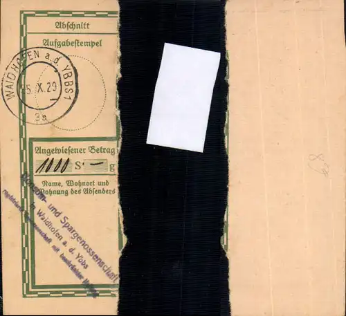 579348,Waidhofen an der Ybbs Postanweisung 1929 Konsum-und Spargenossenschaft