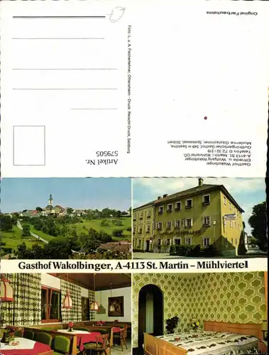 579505,Mehrbild Ak St Martin im Mühlkreis Mühlviertel Gasthof Wakolbinger Zimmer Gaststube