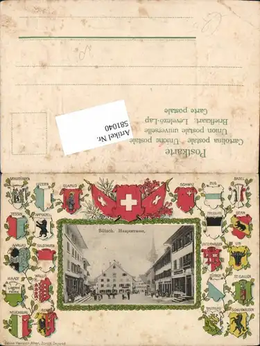 581040,tolle Präge Lithographie Bülach Wappen Schweiz Kt Zürich