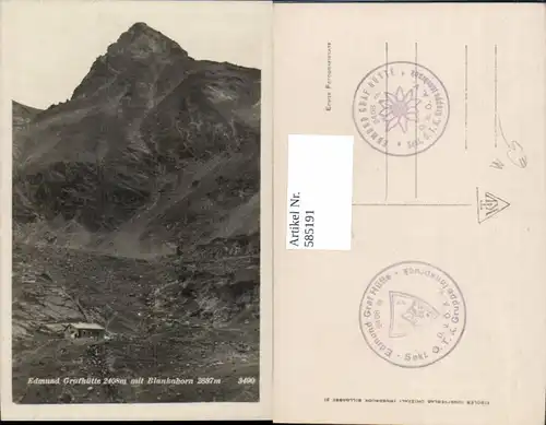 585191,Foto Ak Pettneu am Arlberg Edmund Grafhütte Edmund Graf Hütte m. Blankahorn