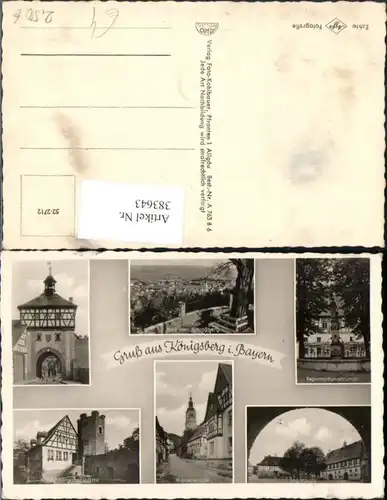 383643,Gruß aus Königsberg in Bayern Totale Marktplatz Brunnen Tor Mehrbildkarte