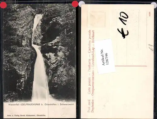 126746,Wasserfall Edelfrauengrab bei Ottenhöfen im Schwarzwald 1905