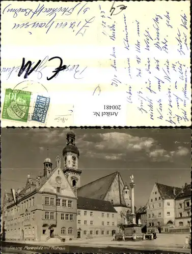 200481,Freising Marienplatz m. Rathaus Platz Säule Kirche